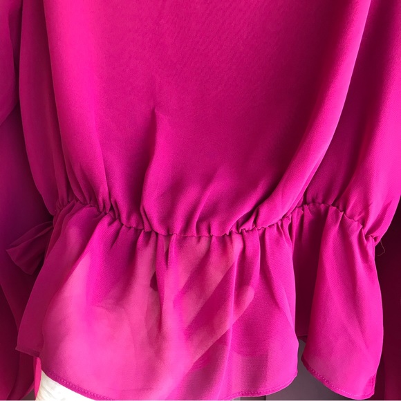 Express Raspberry Pink Wrap Blouse - Picture 5 of 11